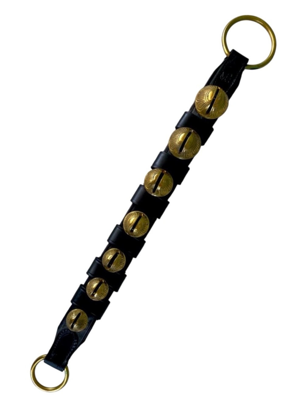 Vintage MBS Moses B Smucker Brass Sleigh Bells Leather Strap